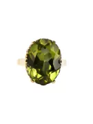 Ring Yellow Peridot 14K Yellow gold Vintage craft vrc130y